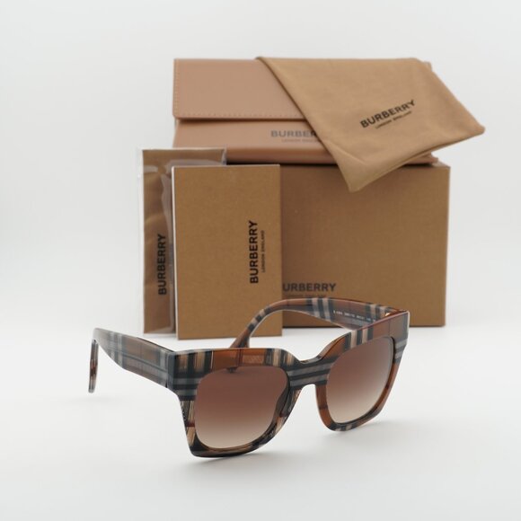 Burberry BE4364 396713 Square Sunglasses - Check Brown/Brown Gradient main image 4